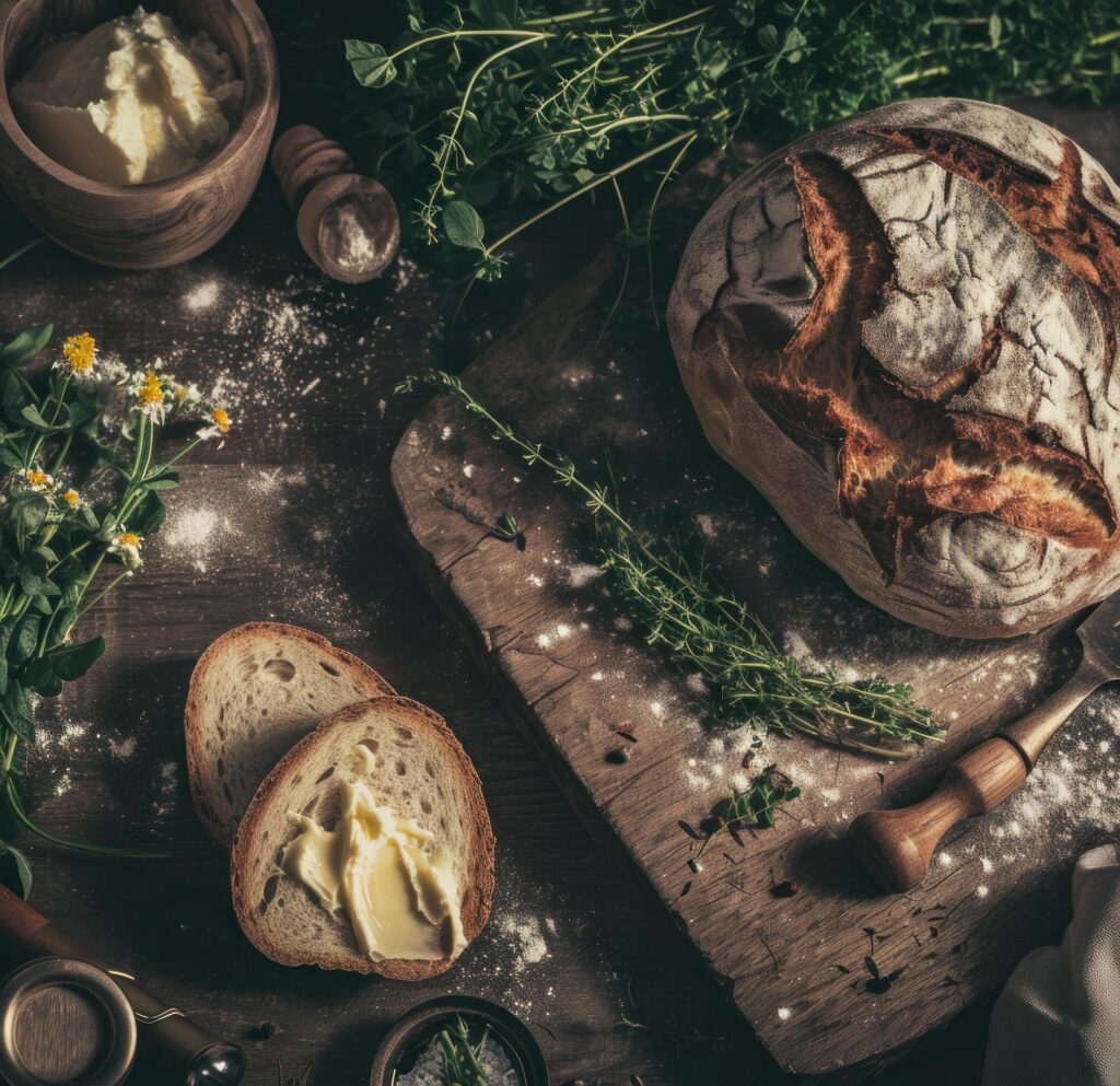 
									free bread, butter and herbs mockup Free Photo