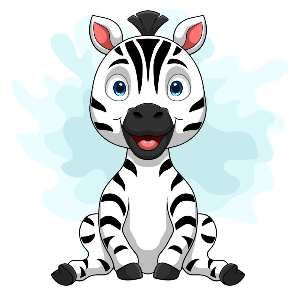 Cartoon zebra on white background Free Vector