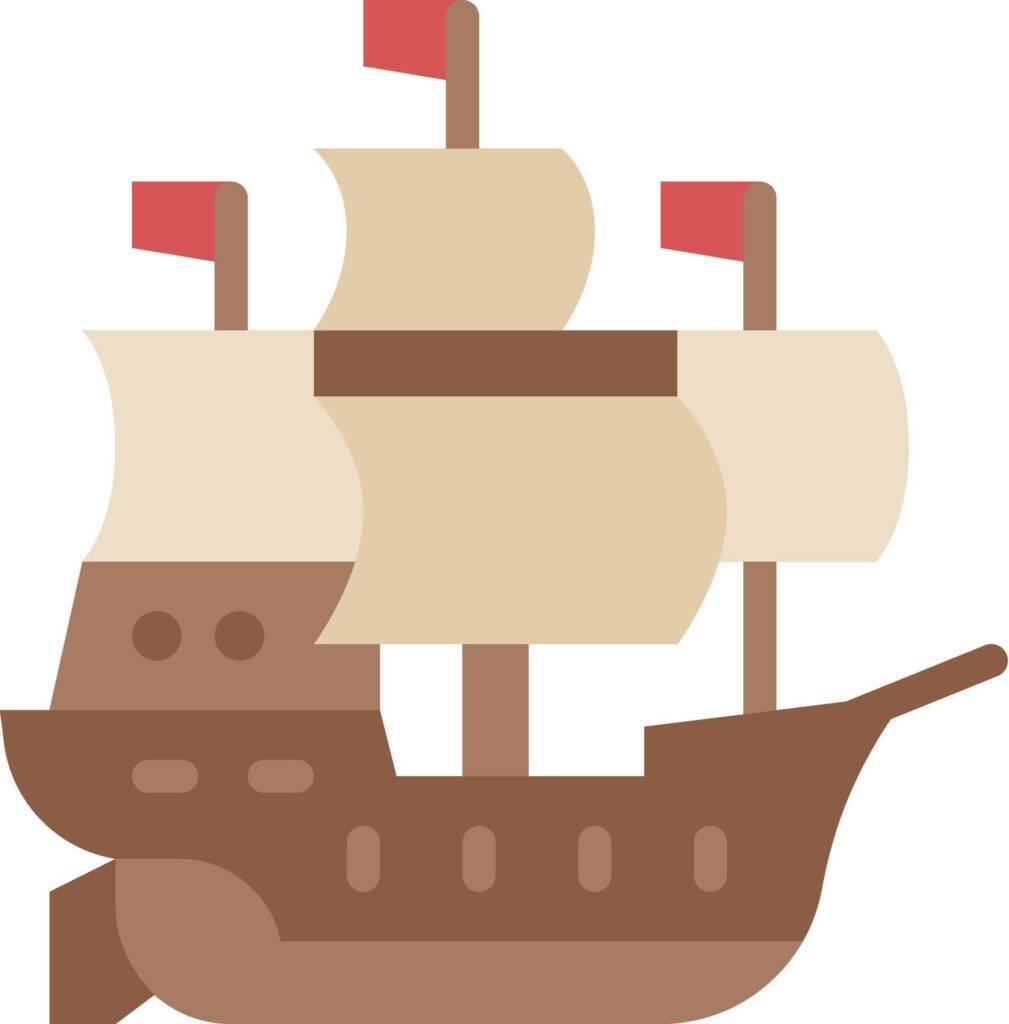 Ship icon silhouette illustration Pirate’s ship Stock Free