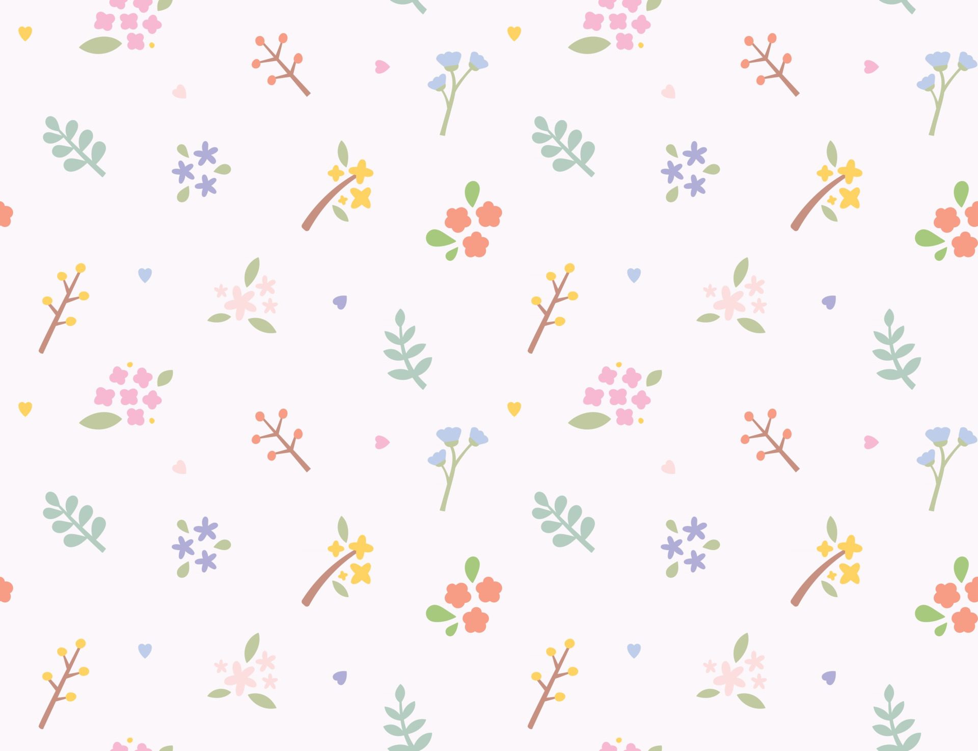 Simple and cute flower and leaf design seamless pattern. Free Vector