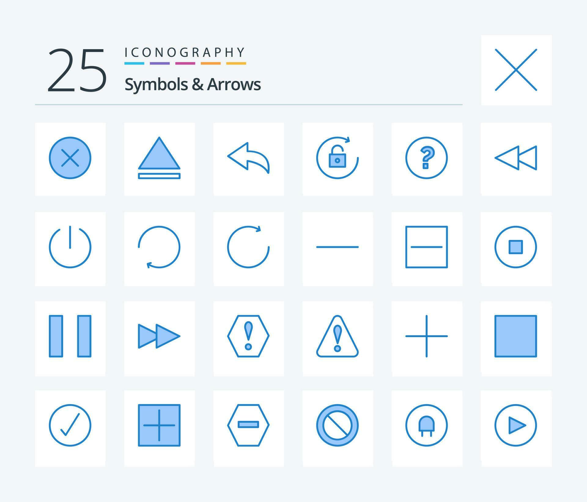 Symbols Arrows 25 Blue Color icon pack including arrow. switch. unlock. off. backward Stock Free