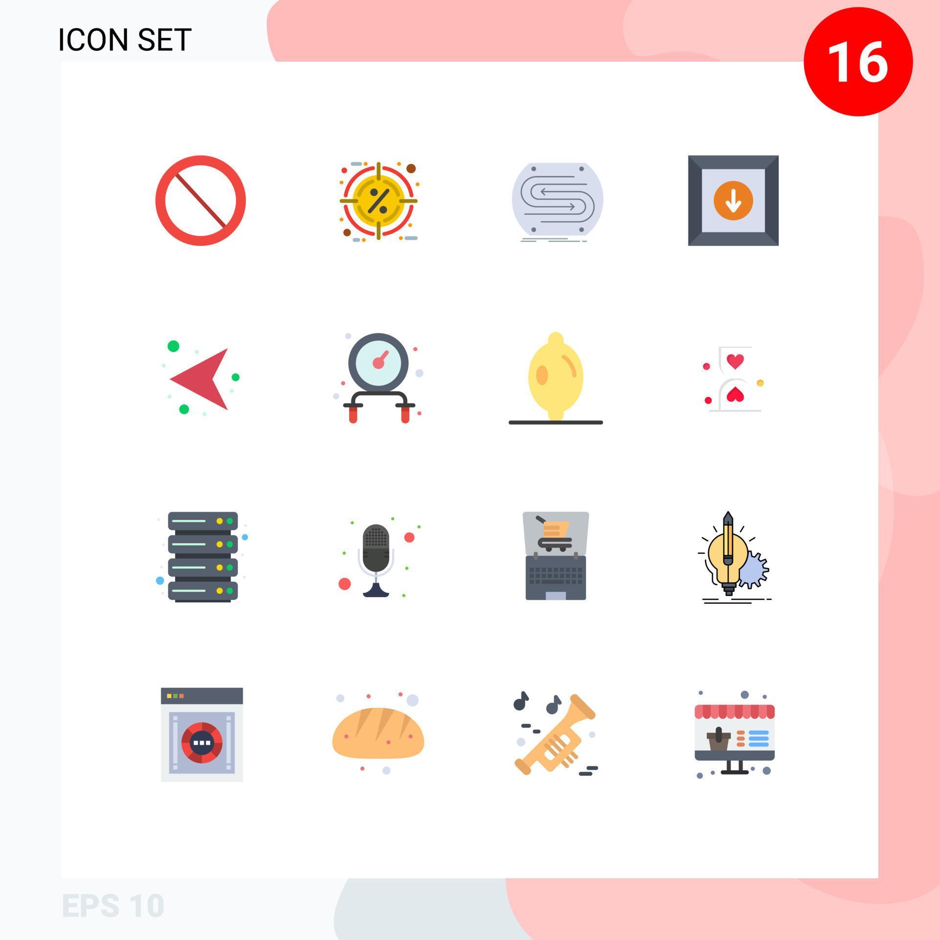 16 User Interface Flat Color Pack of modern Signs and Symbols of arrows download target box match Editable Pack of Creative Vector Design Elements Stock Free