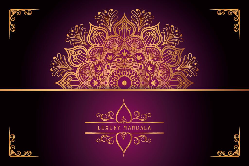 golden mandala design with gradients background Free Vector