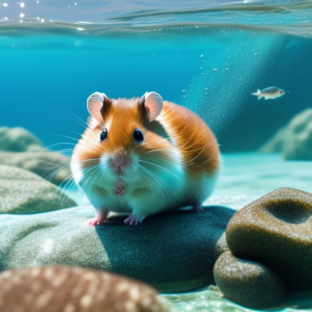 Hamster in the ocean by @ai_generated