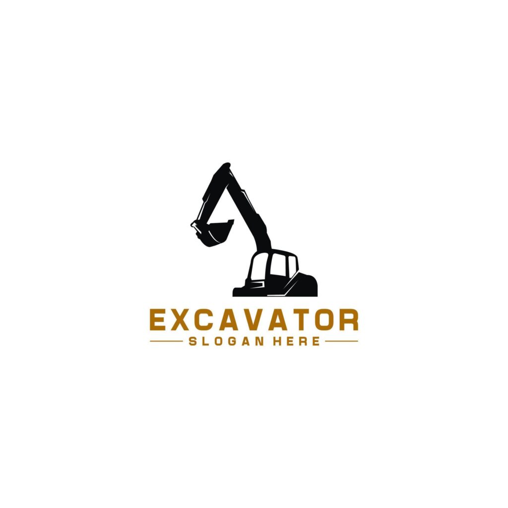 excavator logo template in white background Stock Free