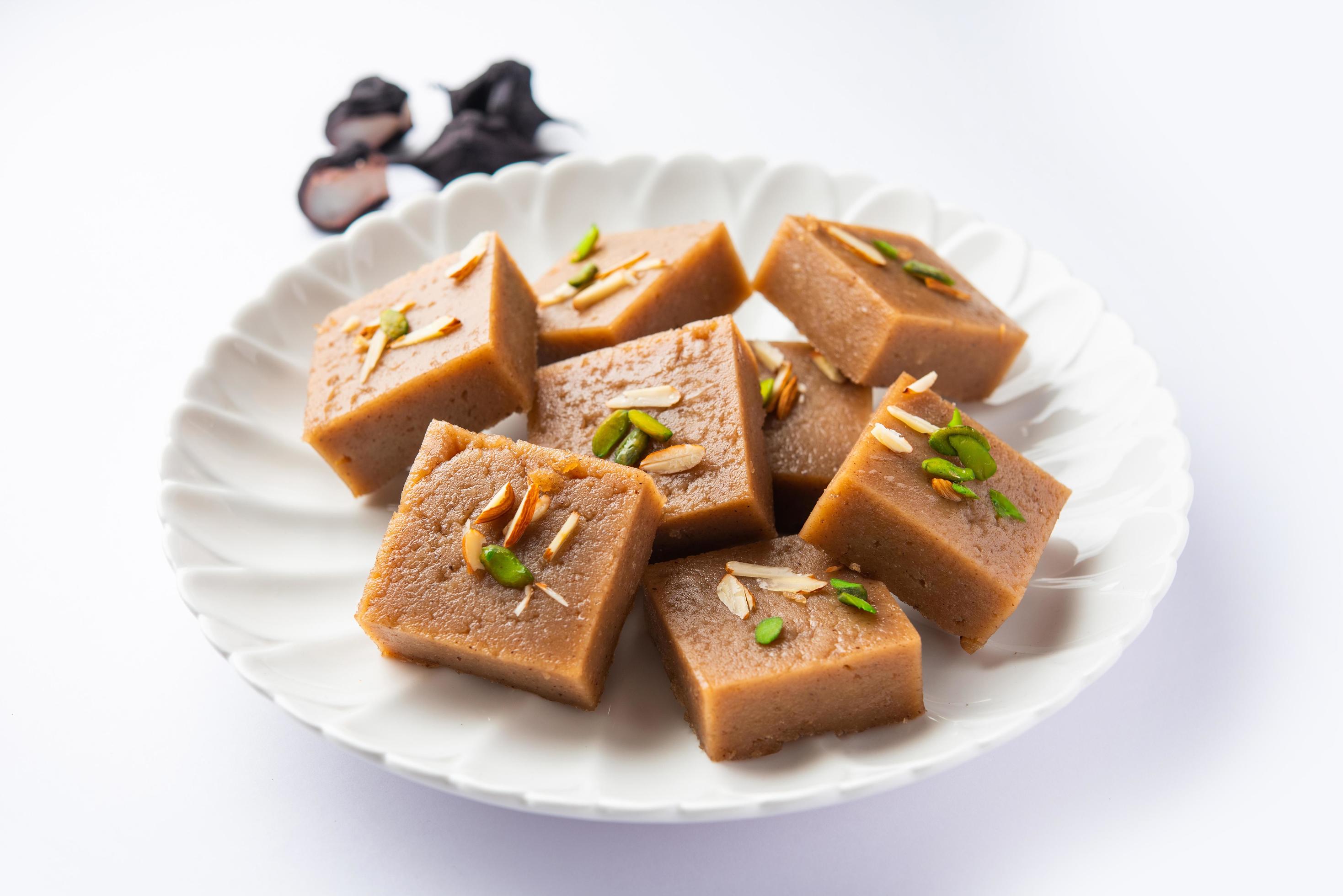 Singhara Barfi or Singhada barfi or halwa fasting or up-was food Stock Free