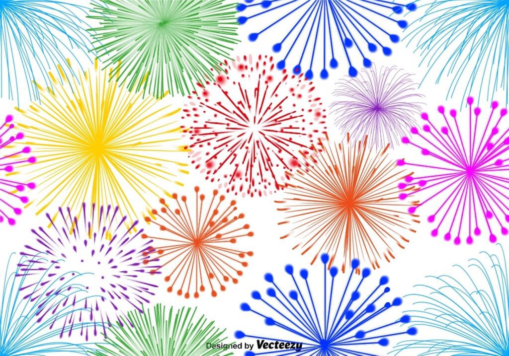 Vector Multicolored Firework Endless Pattern On White Background Free Vector and Free SVG