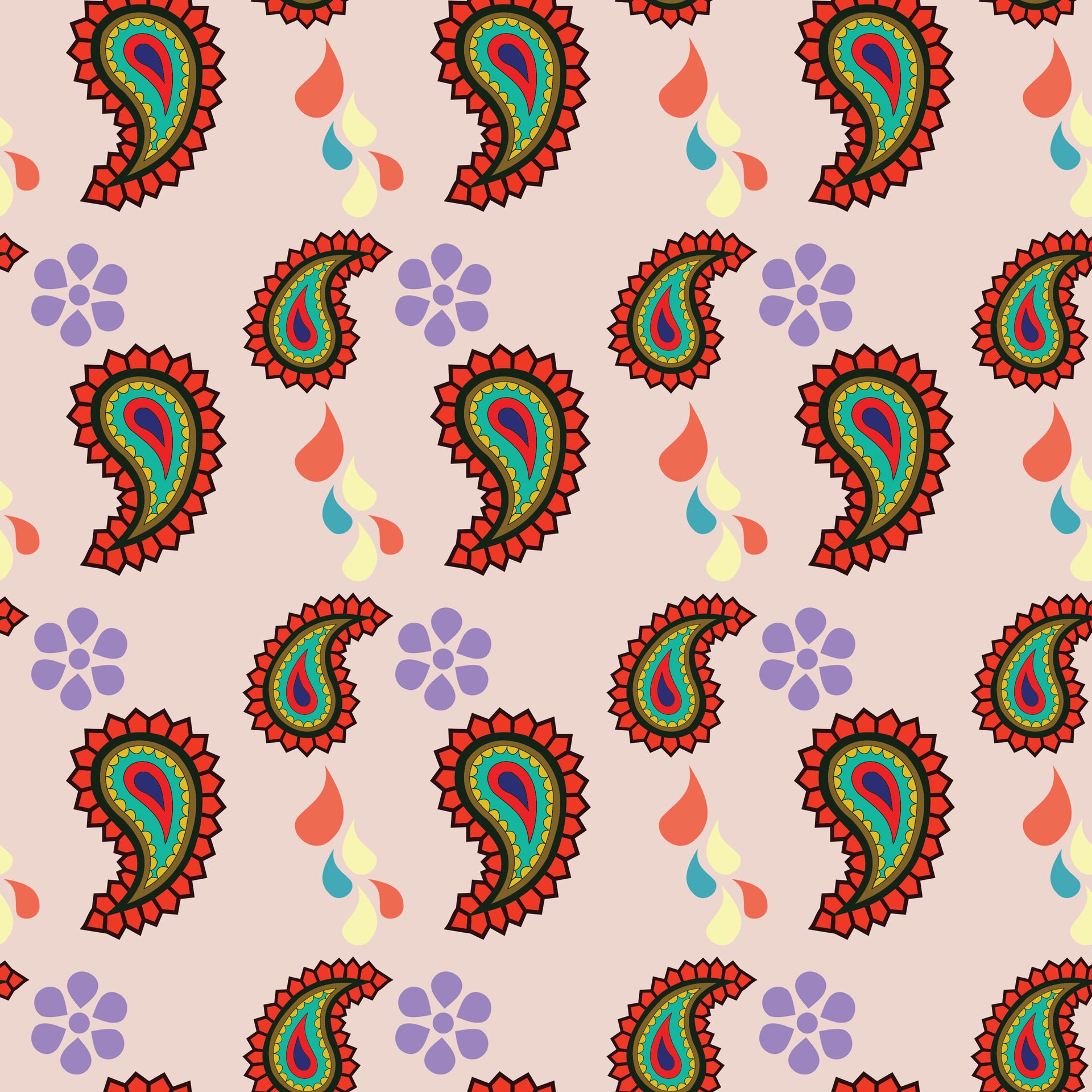 Party Fun With Paisleys Seamless Pattern Design Free Vector