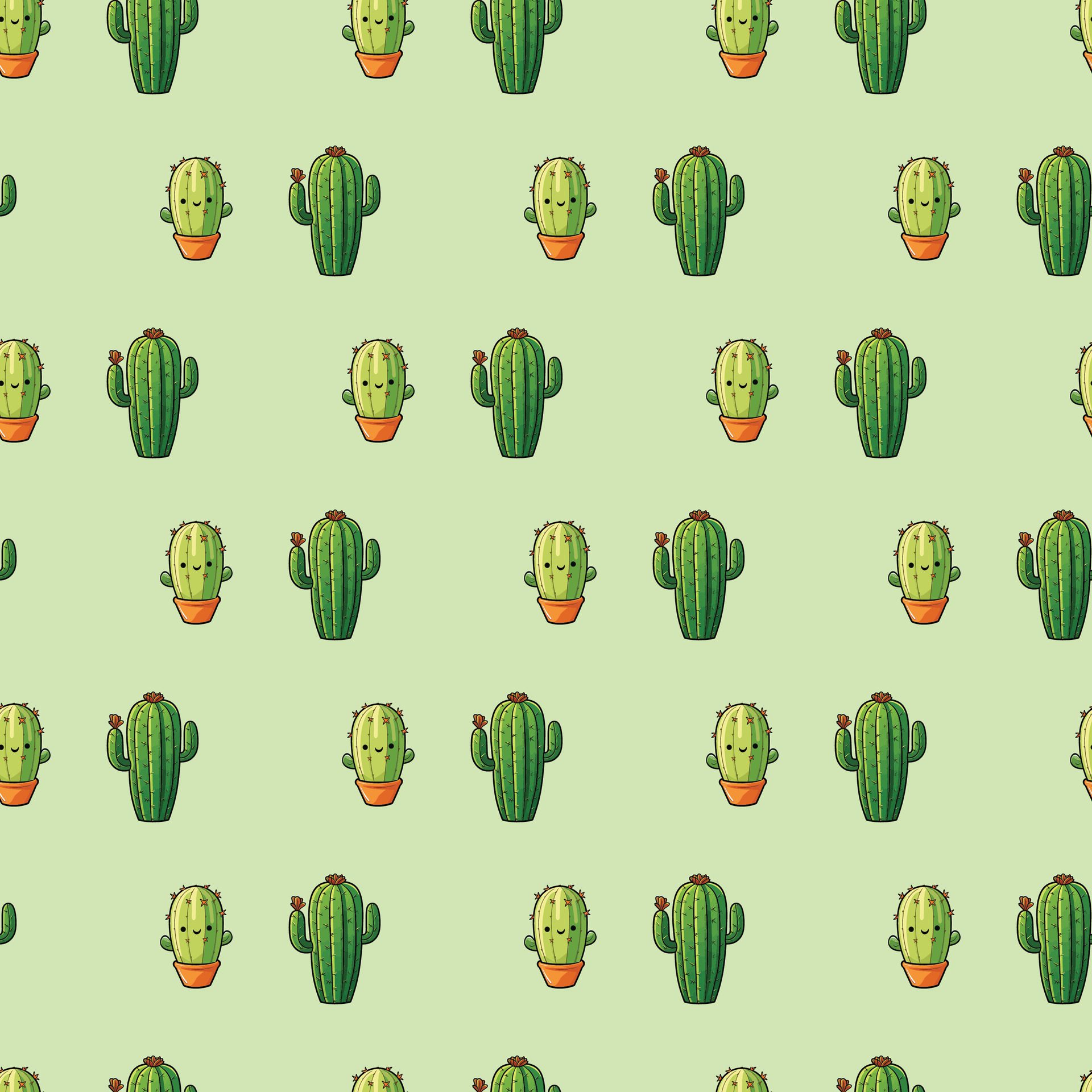 Cactus In Pot Seamless Pattern Design Free Vector