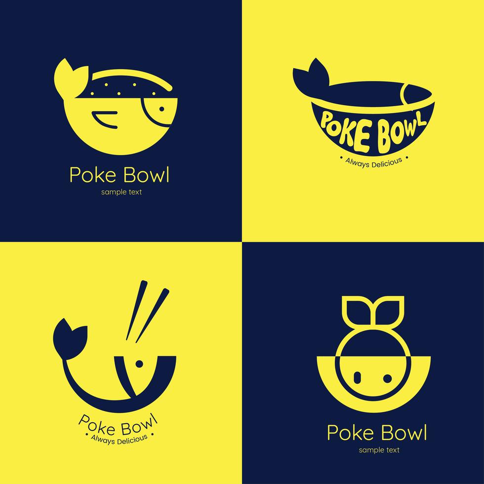 Poke Bowl Logo Vector Pack Stock Free and Free SVG