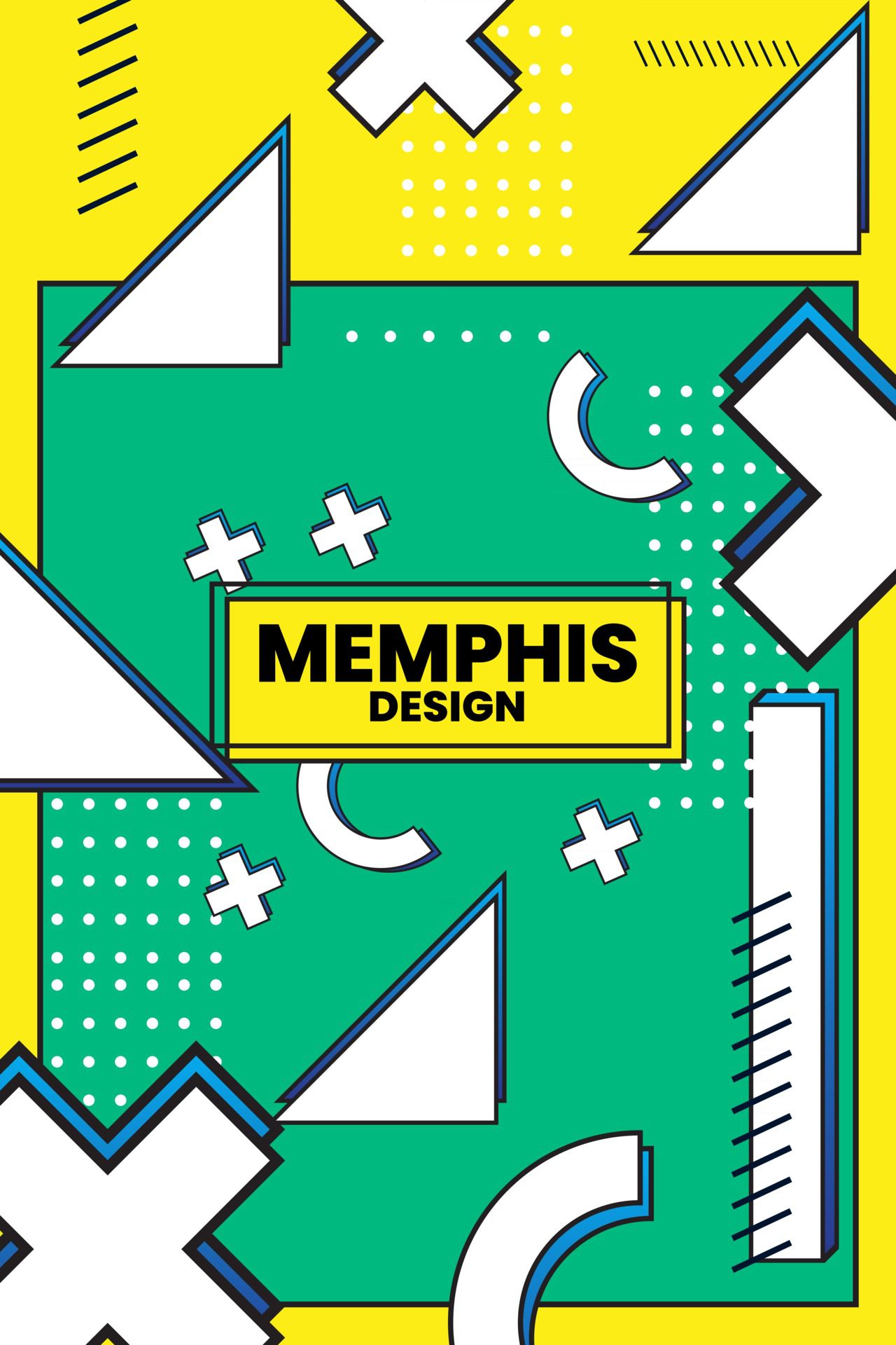 Vector illustration of memphis retro styled geometric shaped template Free Vector