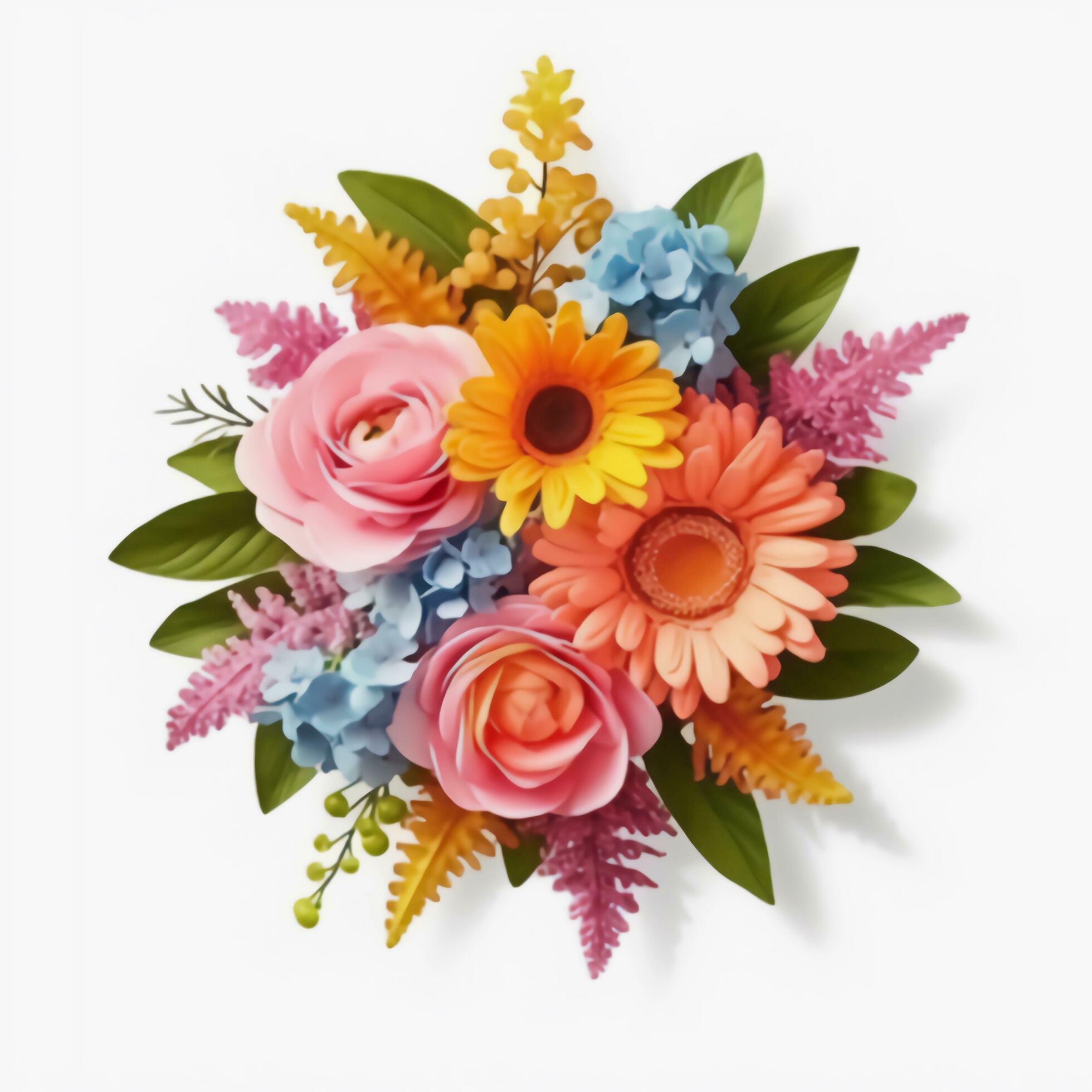 A colorful bouquet of flowers. AI Generated. Stock Free