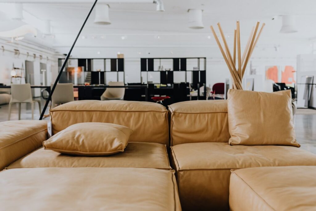 Come up of Modern & Contemporary Tan Leather Sofa Stock Free