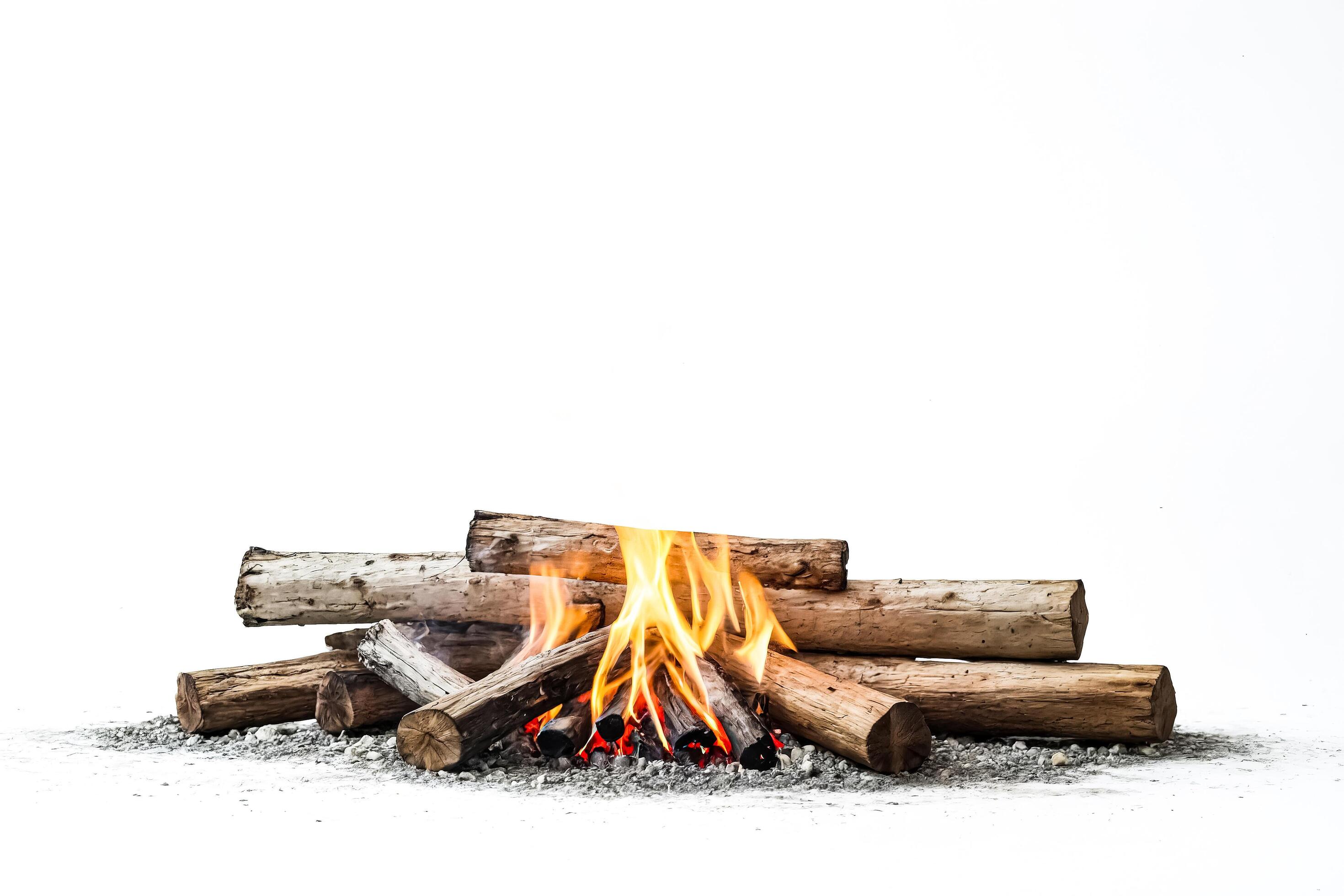 Campfire with Logs Isolated on White Background Stock Free