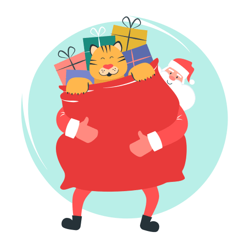 Santa, gifts, sack illustration