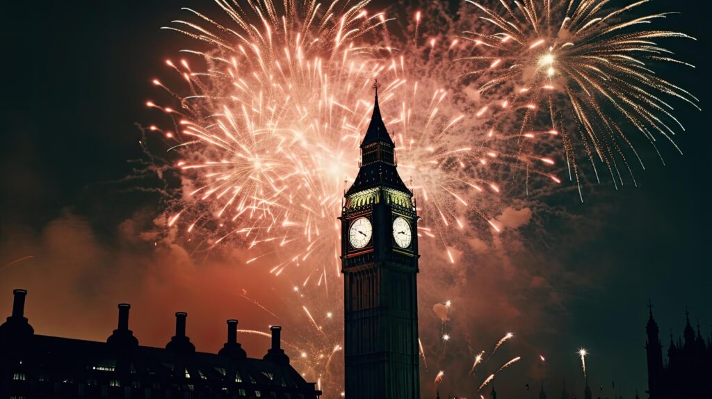 Holiday Fireworks in London. Illustration Stock Free