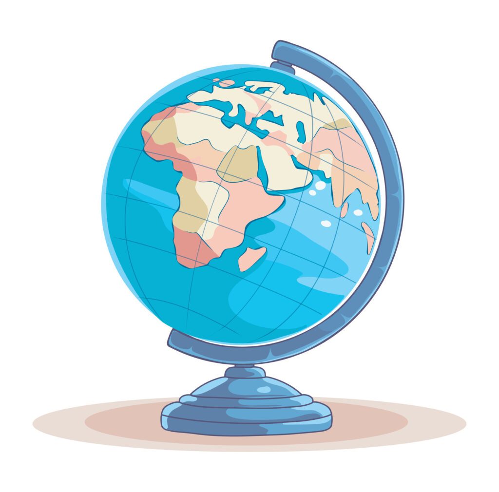 illustration flat style globe planet earth globe on a white background. concept school geography travel Free Vector