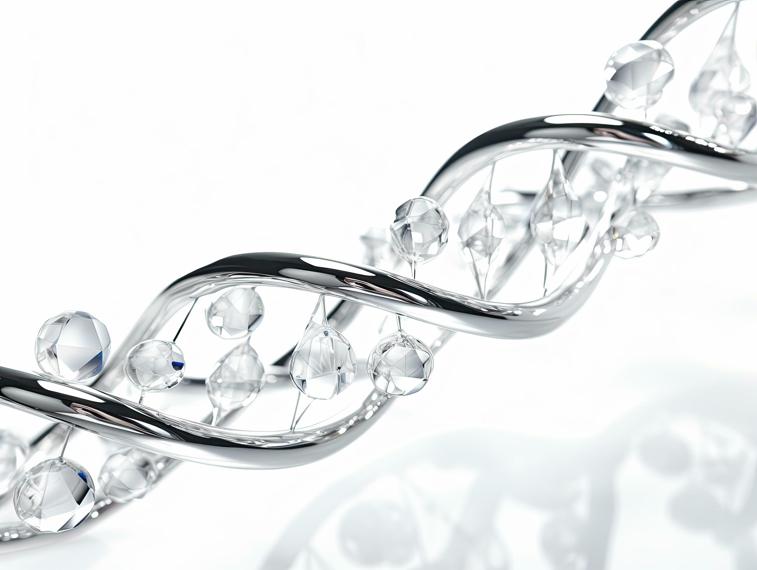 Abstract chrome DNA strand on a white background Stock Free