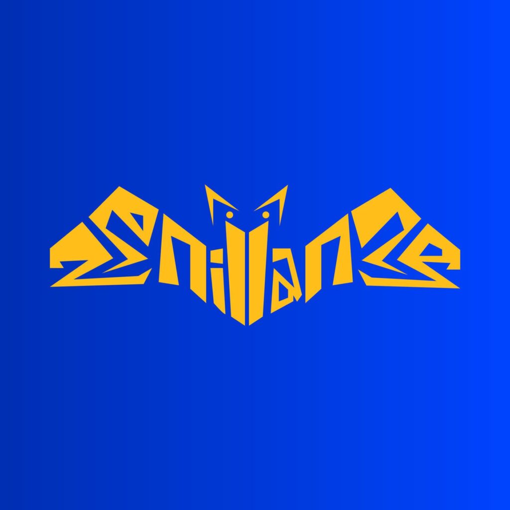 blue yellow logo template forming a bat Stock Free and Free SVG