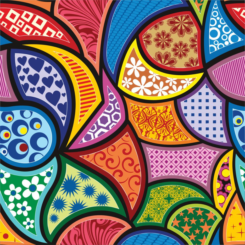 pattern traditional colors parts flower abstract Free Vector