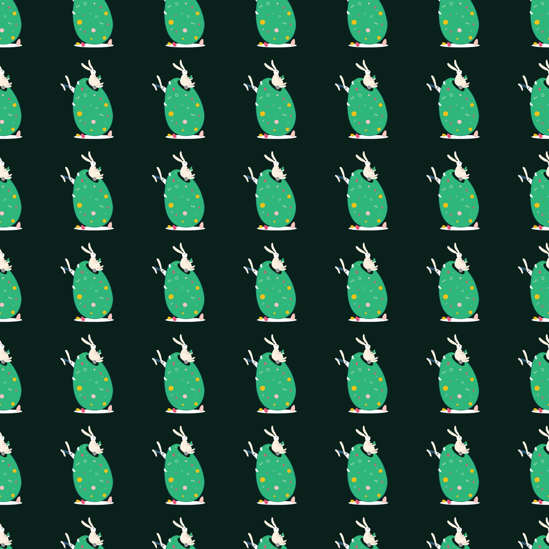 Rabbit on Tour Seamless Pattern Design Free Vector