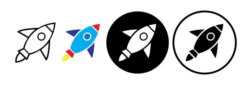 Rocket icon. spaceship launch. startup icon set Stock Free