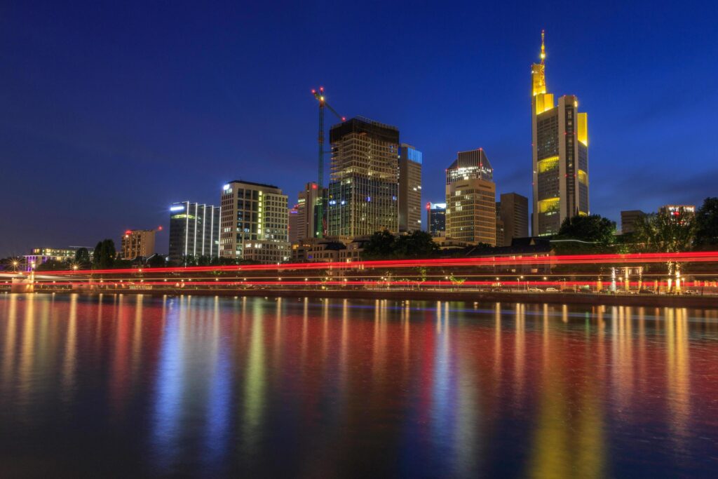 sight of Frankfurt am Main at night Stock Free