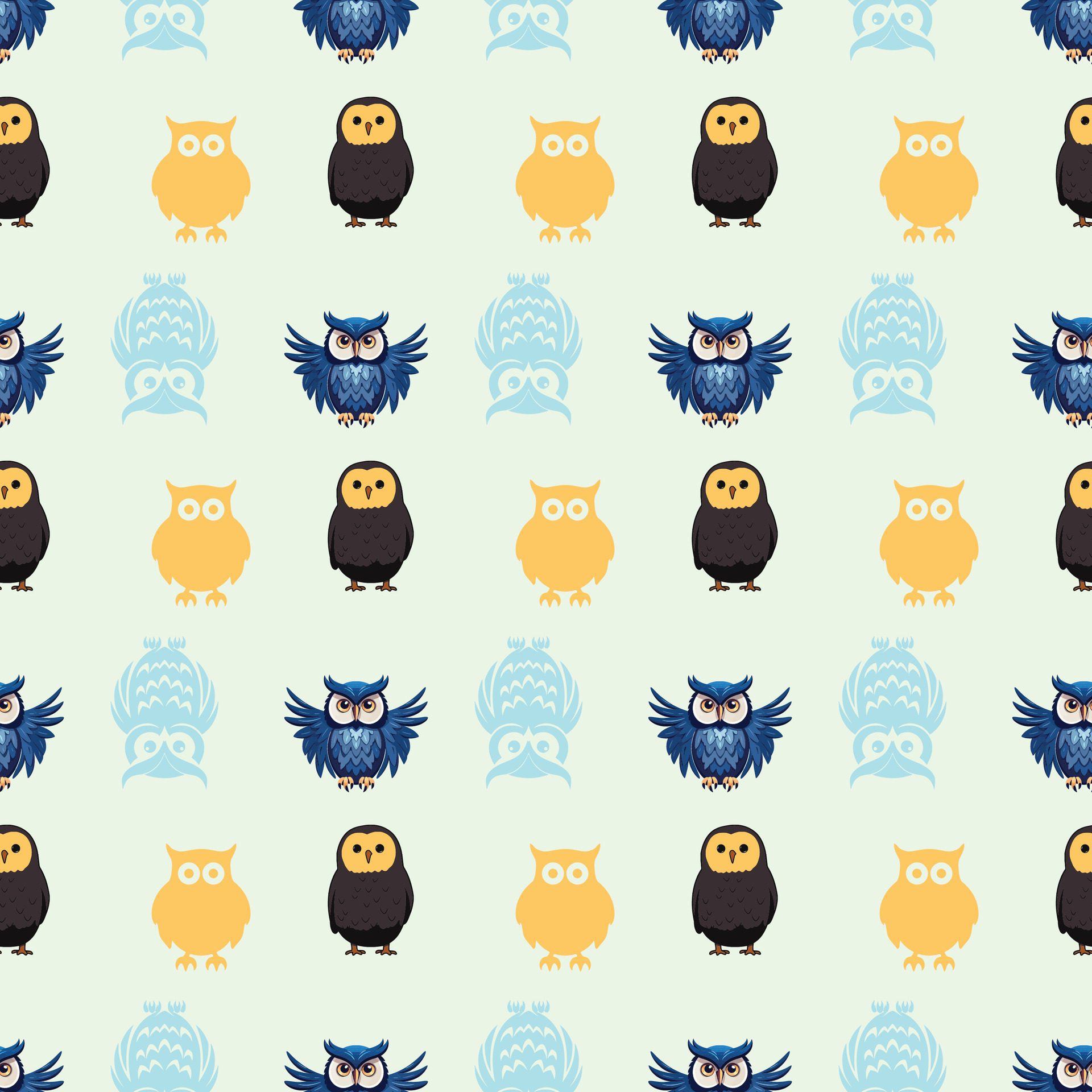 Owl Geek Seamless Pattern Design Free Vector