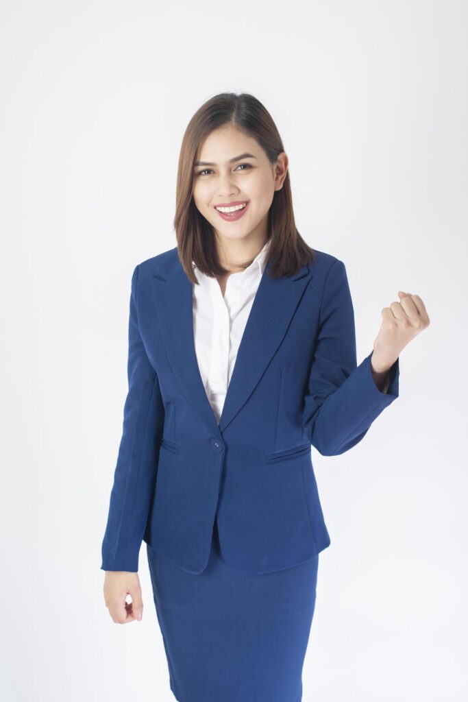 Portrait of business woman is successful Stock Free