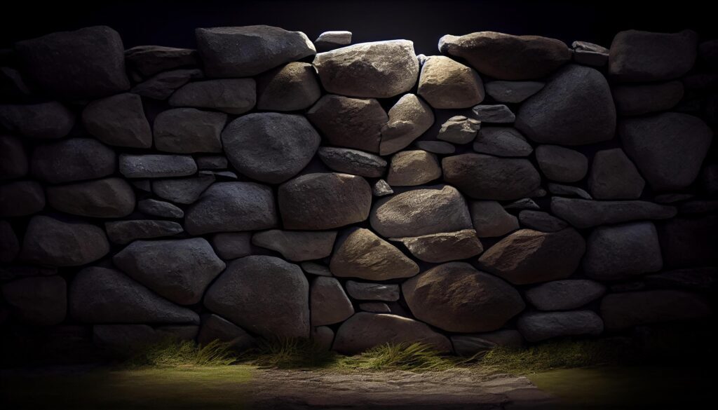 Old brick wall stacked with textured stones , Stock Free