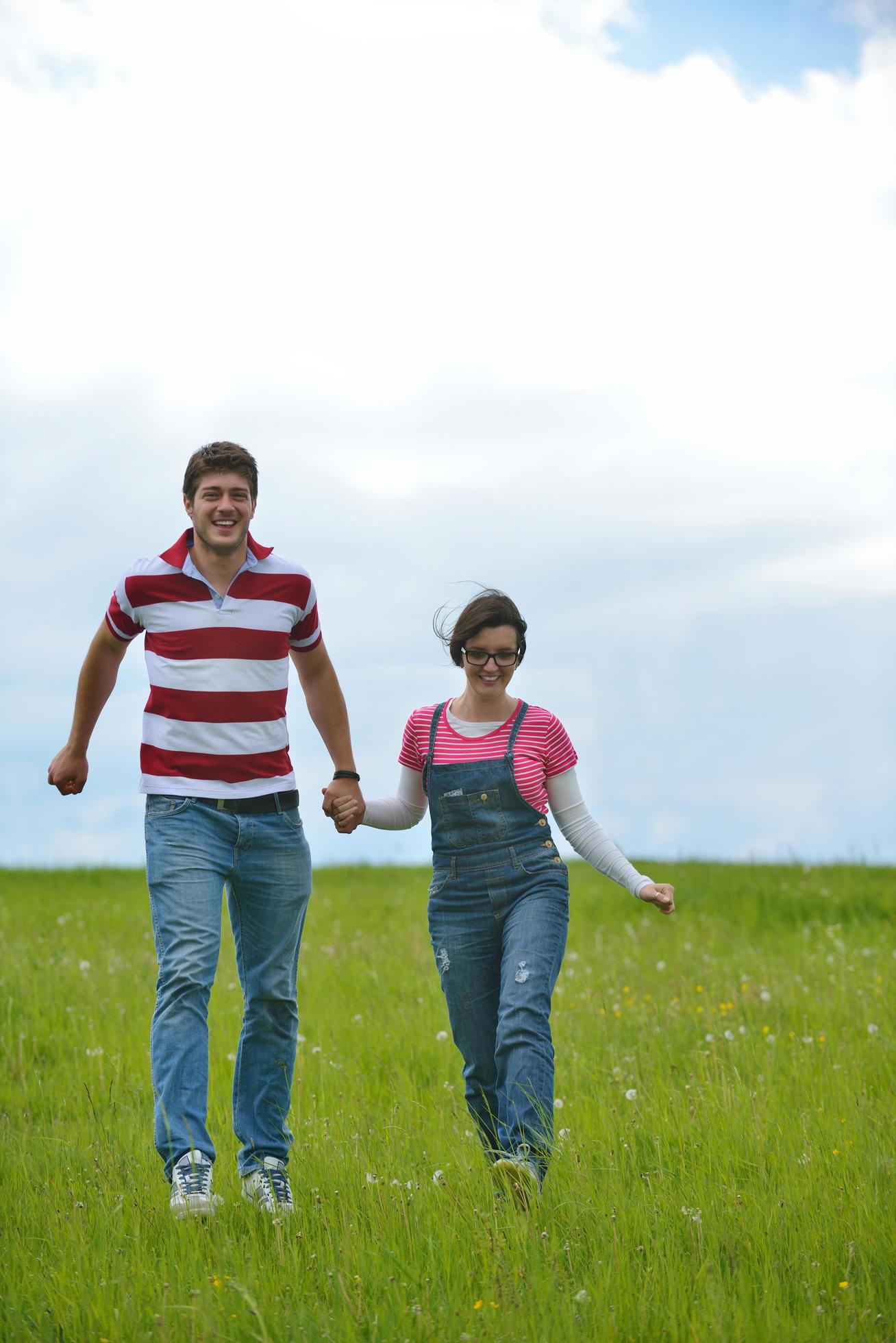 romantic young couple in love together outdoor Stock Free