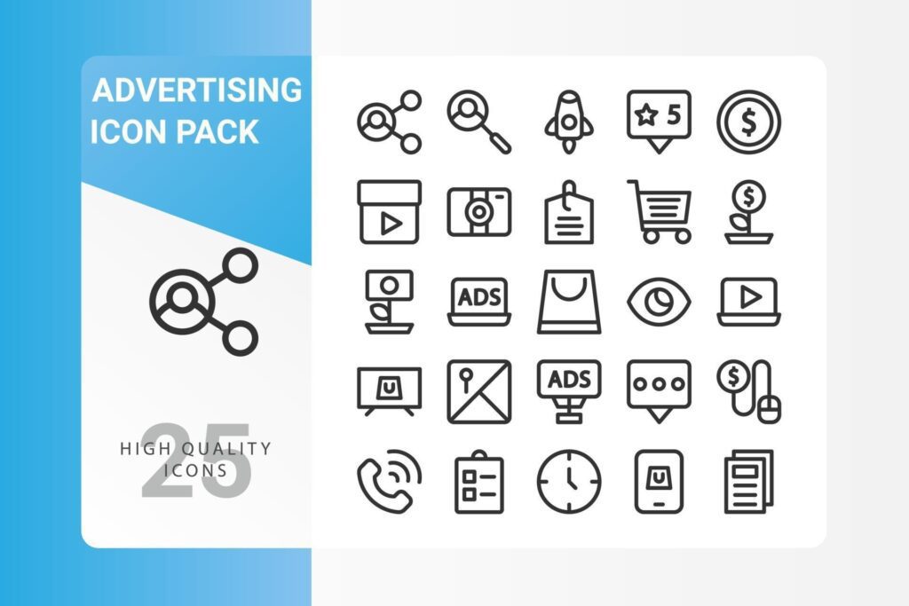 Advertising icon pack for your web site design, logo, app, UI Stock Free