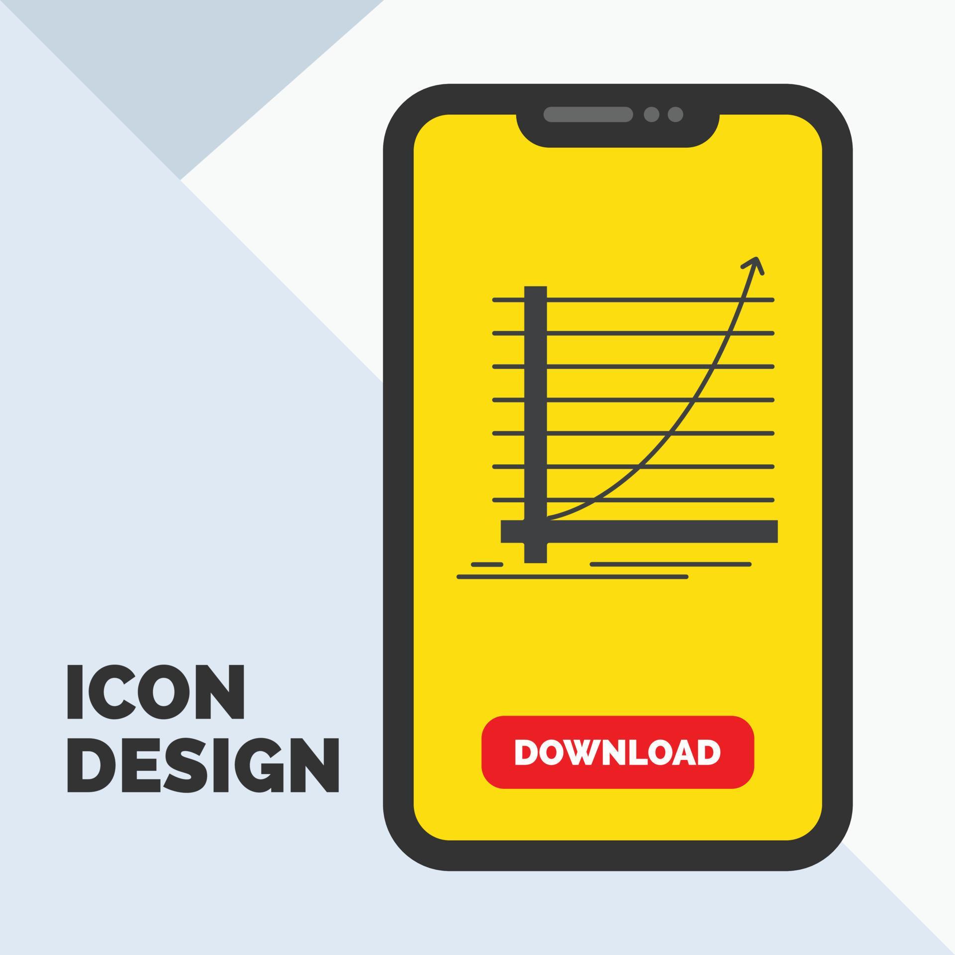 Arrow. chart. curve. experience. goal Glyph Icon in Mobile for Download Page. Yellow Background Stock Free