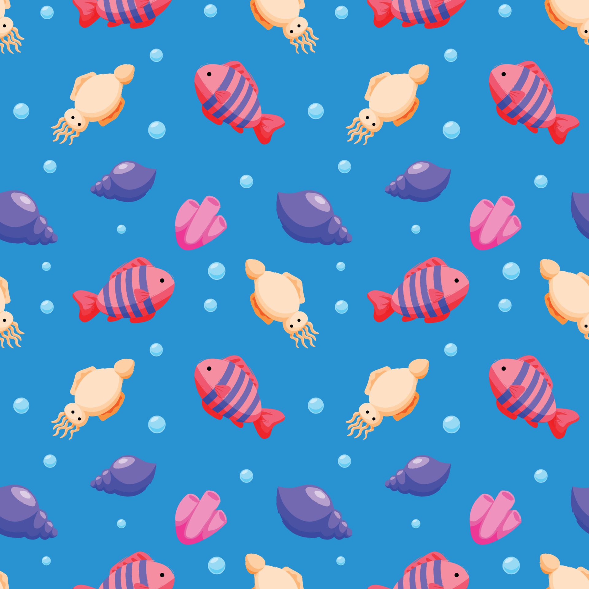 Hand drawn world oceans day seamless pattern. Free Vector