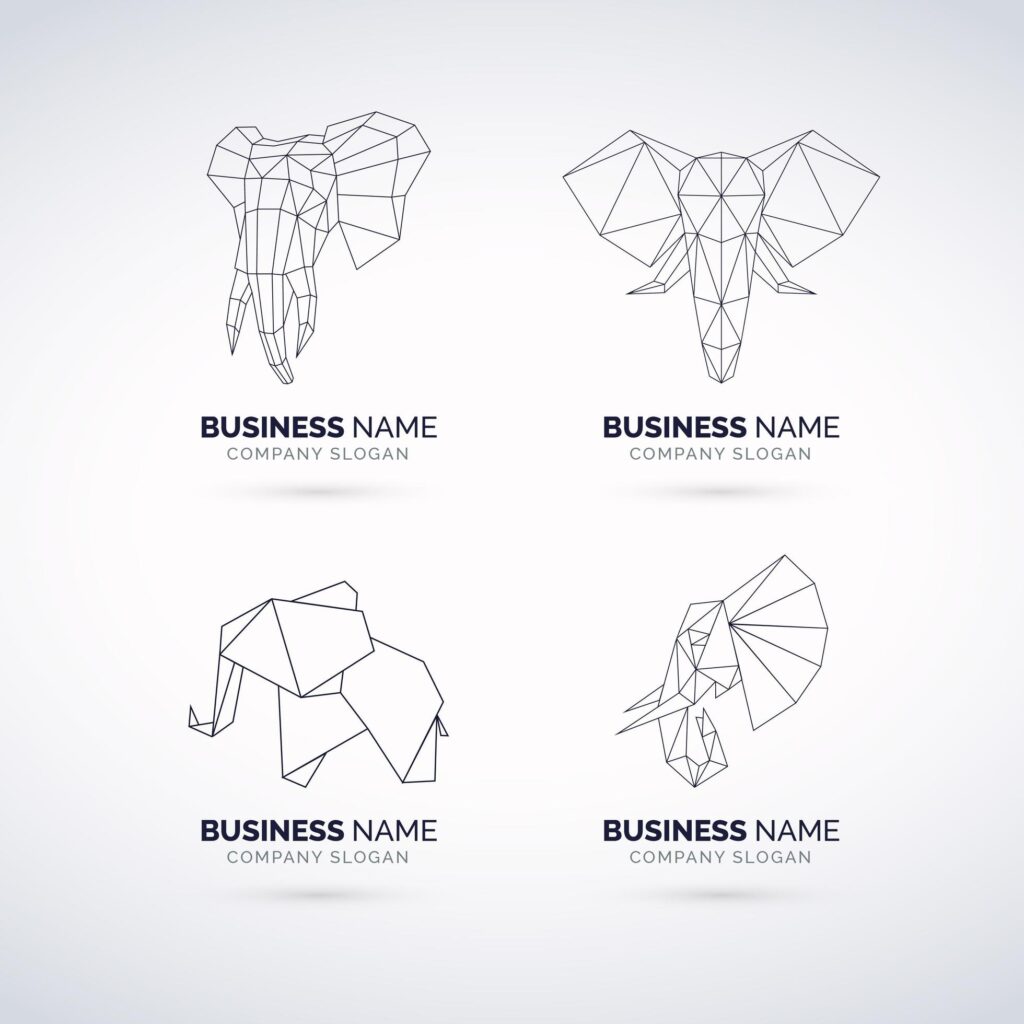 Elephant Line Logo Set Stock Free