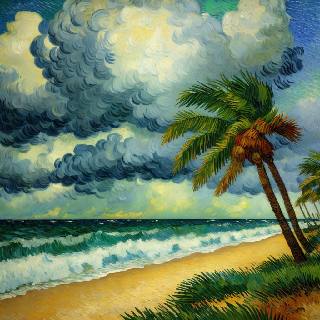 Storm rolling over palm by @ai_generated