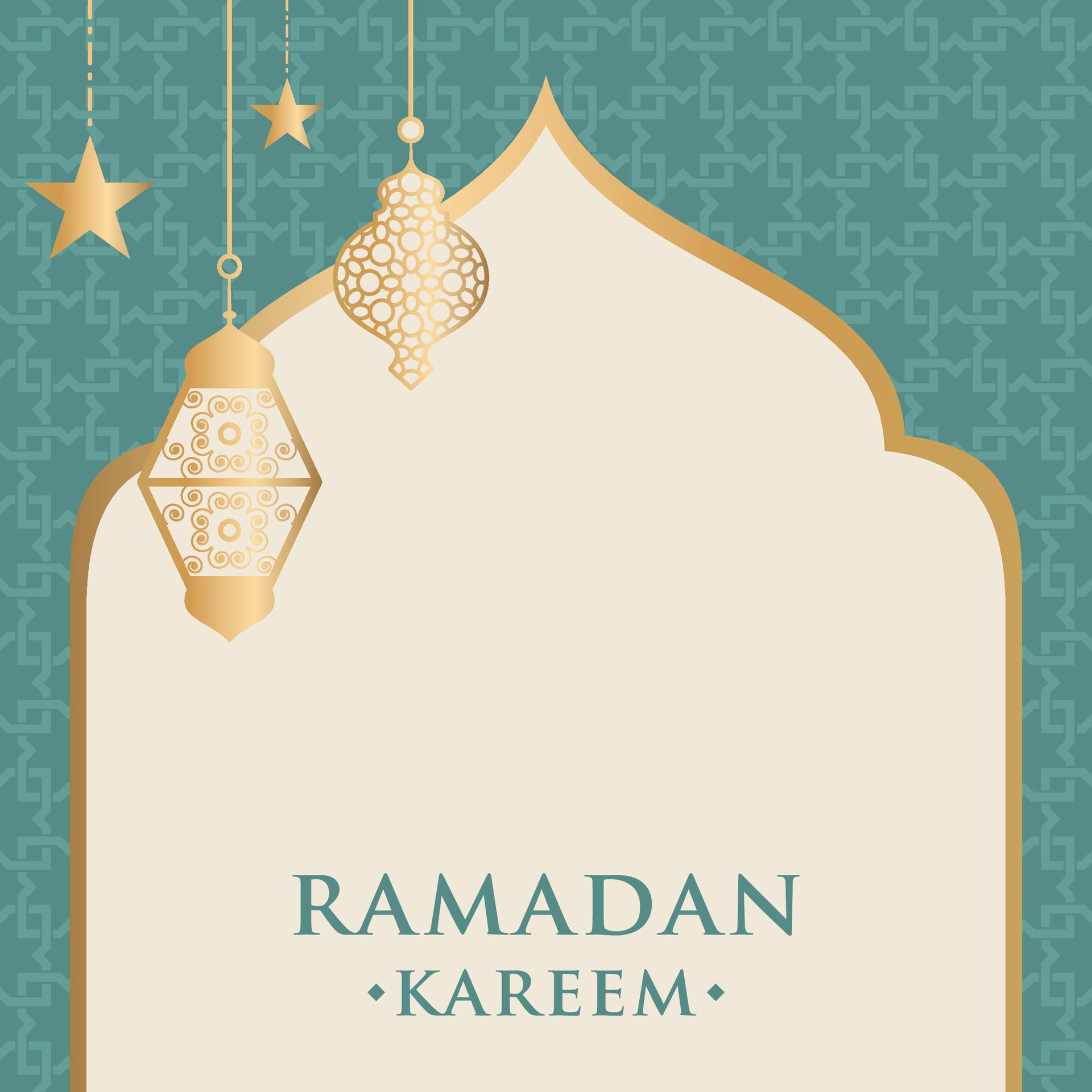 Islamic Ramadan Kareem Eid Mubarak Arabic Luxury Ornamental Background with Islamic Pattern and Decorative Ornament Frame Free Vector