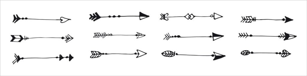 Collection hand drawn arrows Stock Free