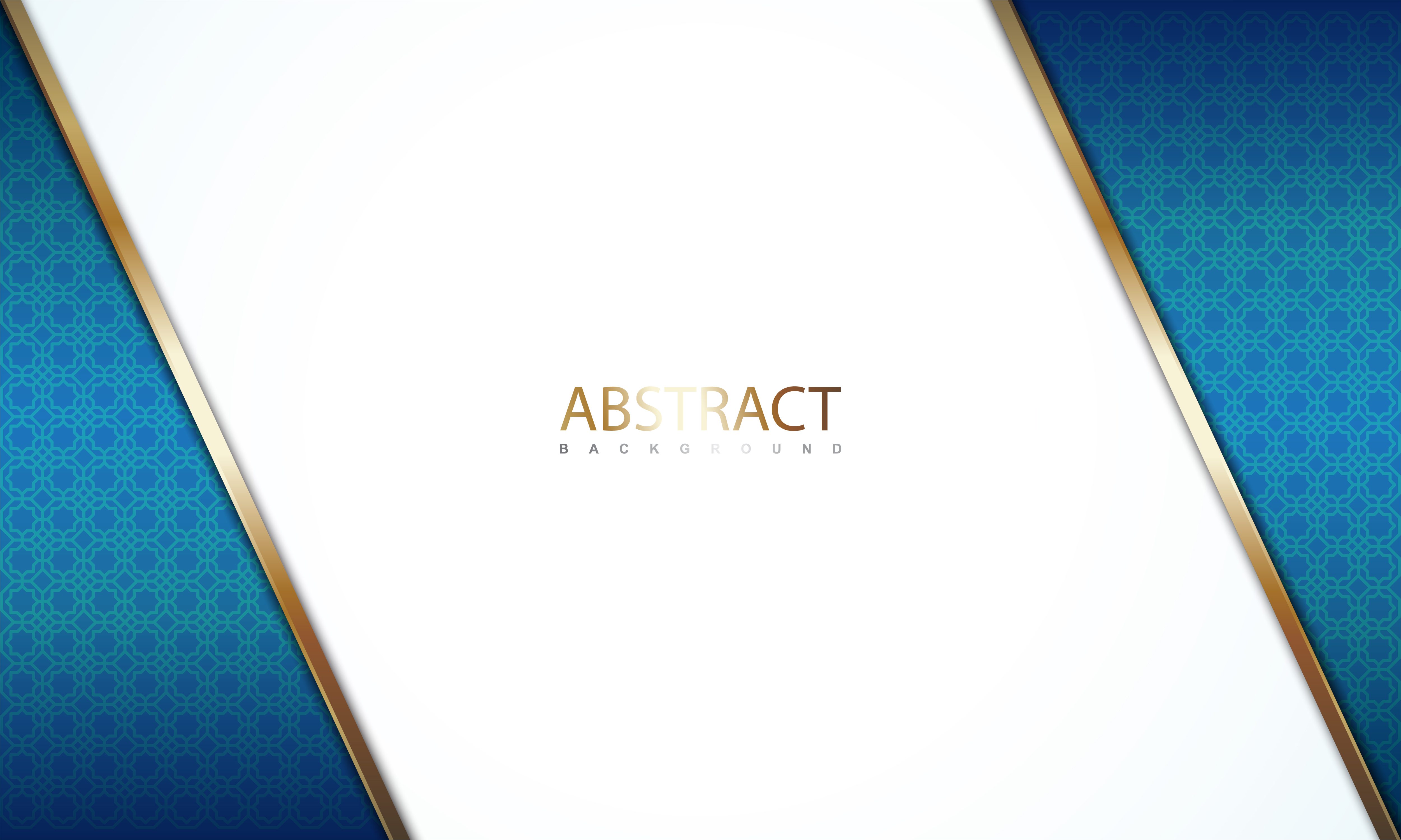 White Angle with Gold Borders Over Blue Pattern Free Vector