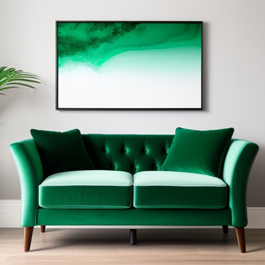 Emerald couch with frame by @ai_generated