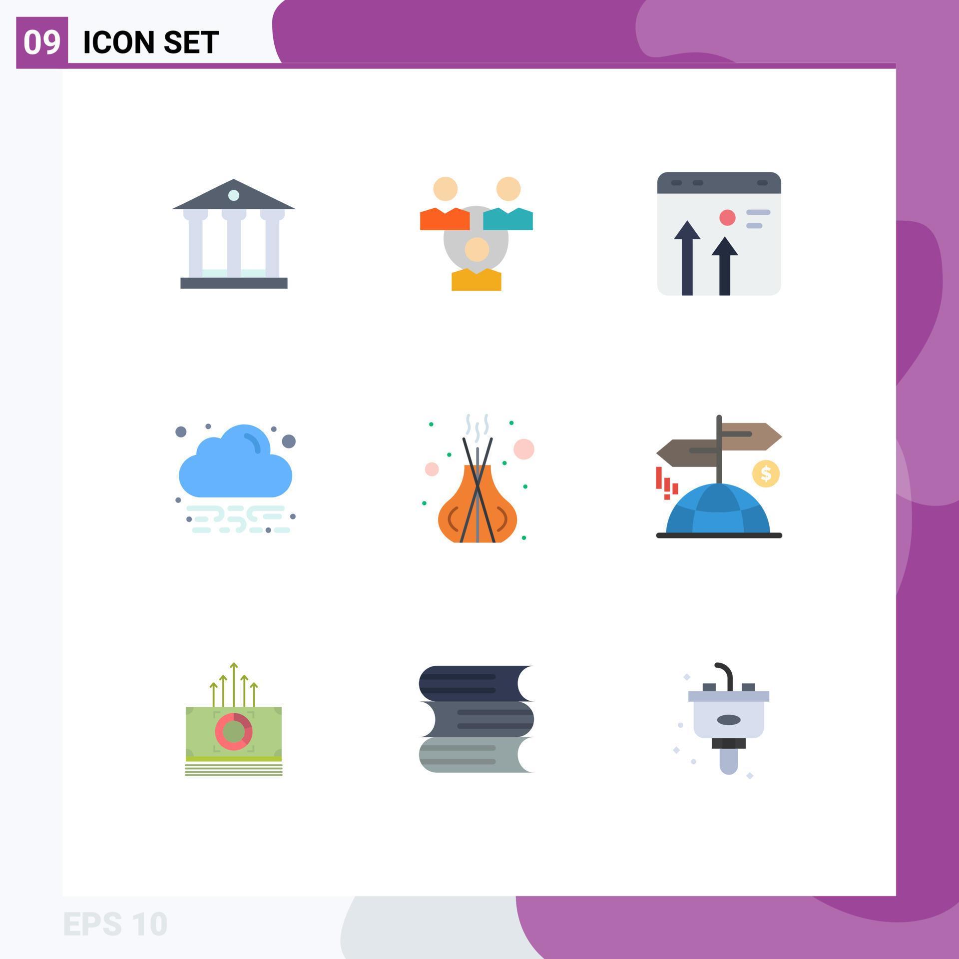 9 Creative Icons Modern Signs and Symbols of relax cloud arrow green growth Editable Vector Design Elements Stock Free