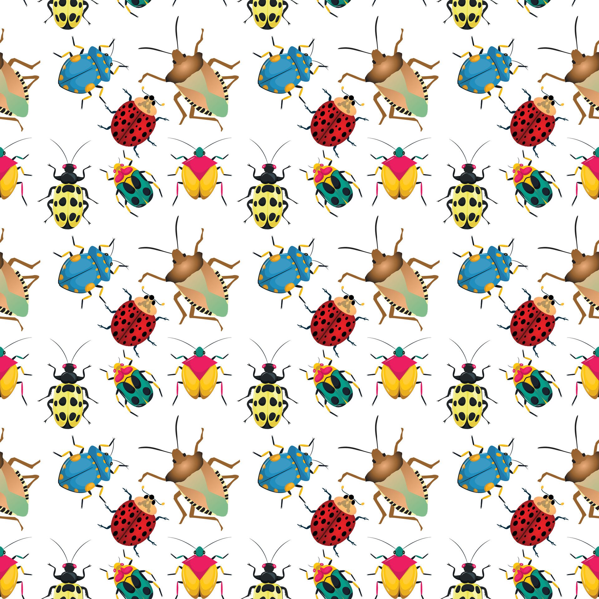 Bugs Run Seamless Pattern Design Free Vector