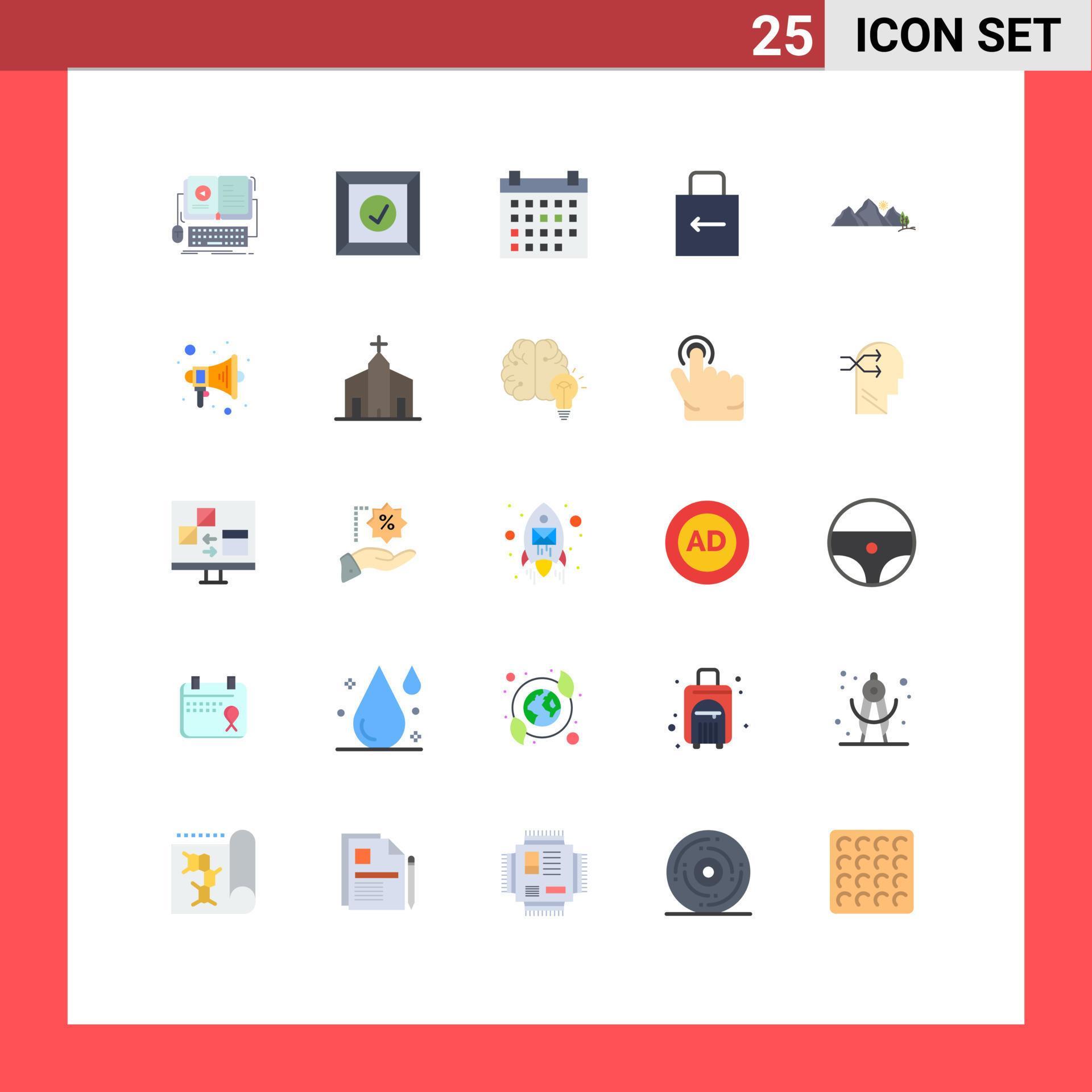 Set of 25 Modern UI Icons Symbols Signs for landscape security calendar lock pad arrow Editable Vector Design Elements Stock Free