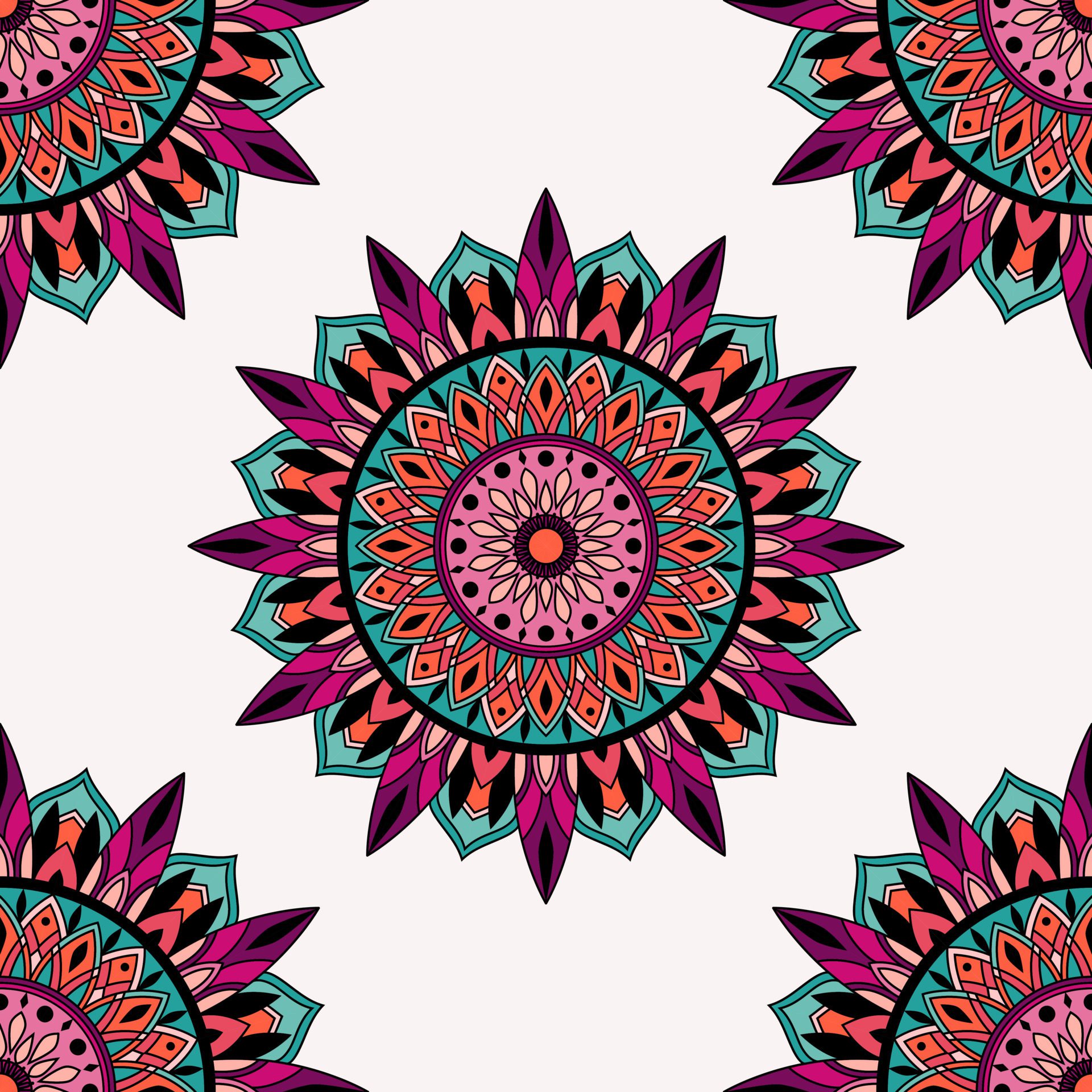 Hand drawn full color mandala background Free Vector