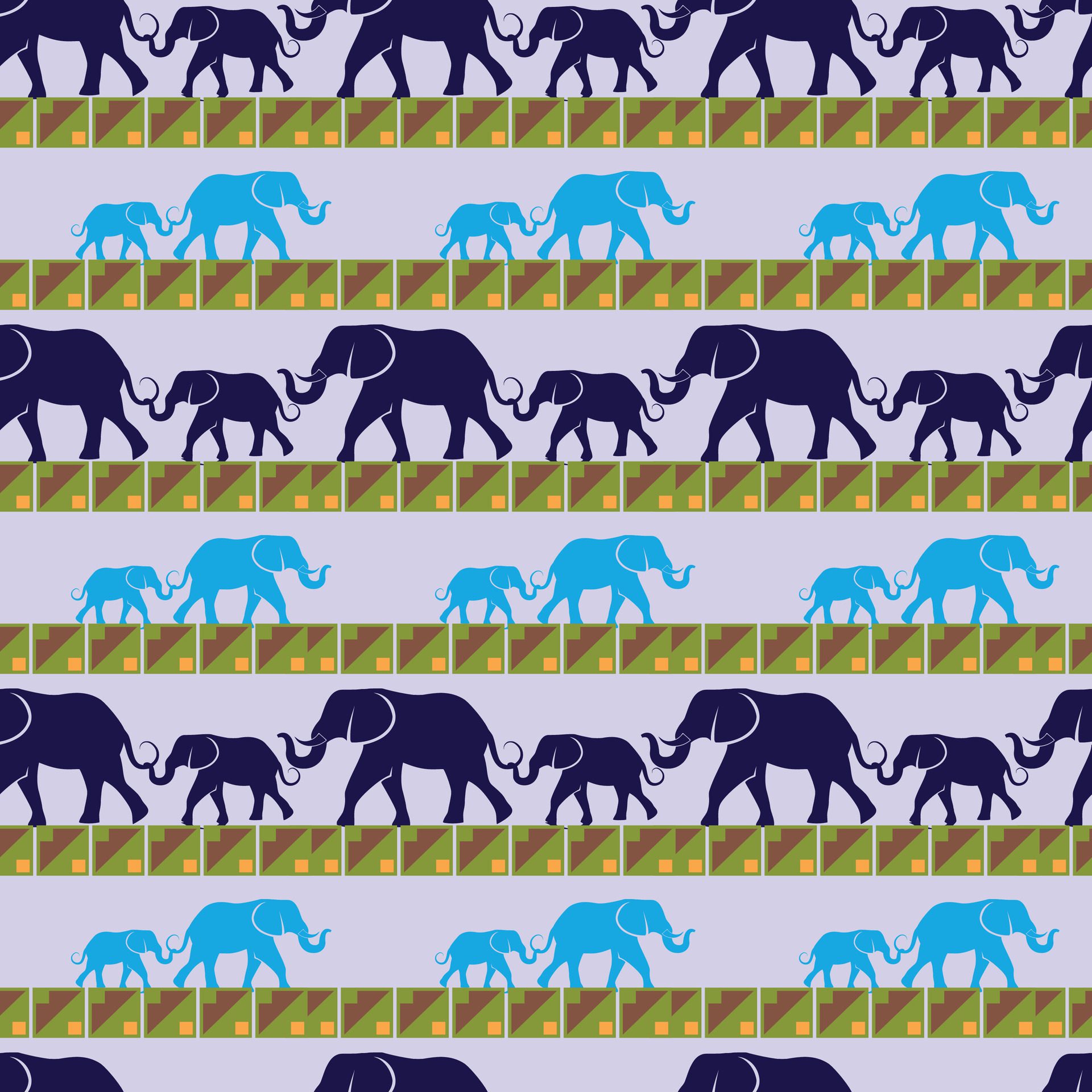 Blue Elephants Seamless Pattern Design Free Vector