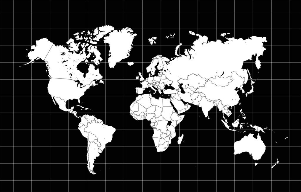 Black And White World Map Background Free Vector