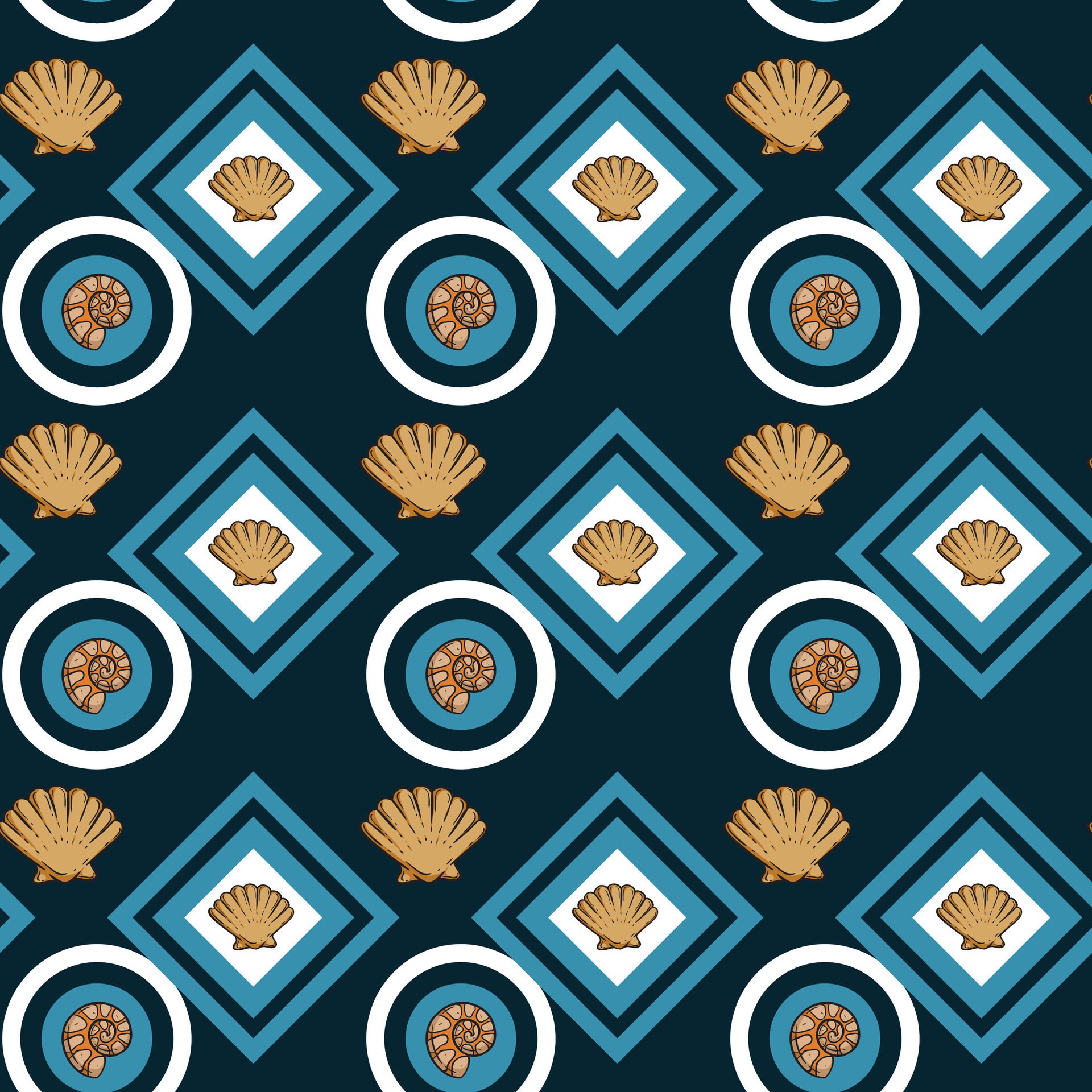 Mitilo Bianco Seamless Pattern Design Free Vector