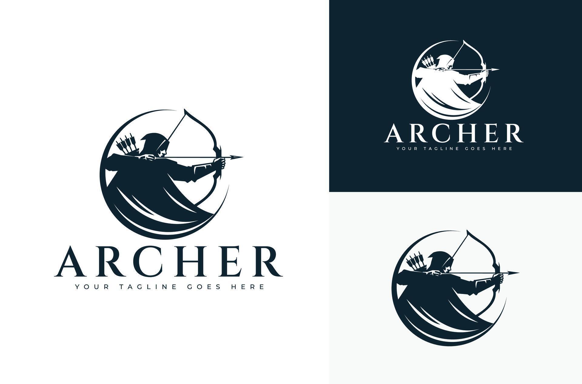 Archer logo with a man holding a bow and arrow Stock Free