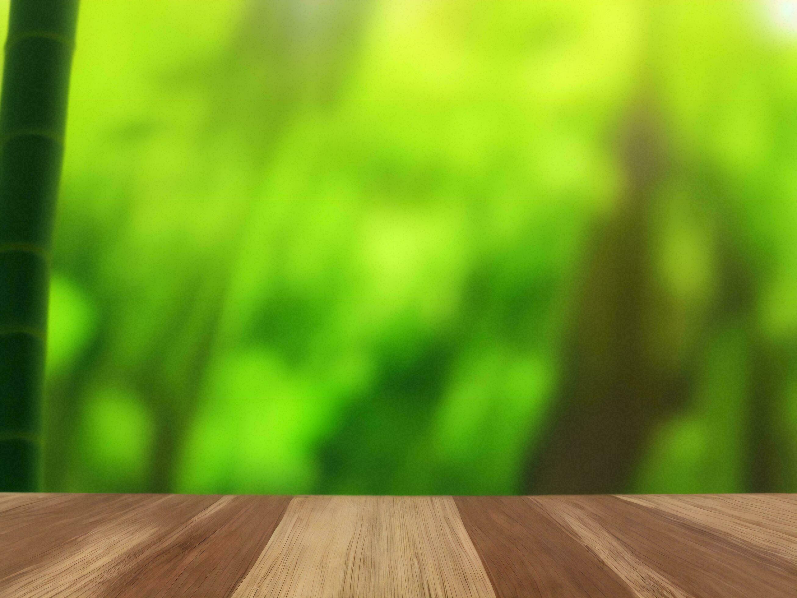 Wooden table on bamboo plant background ai generated Stock Free