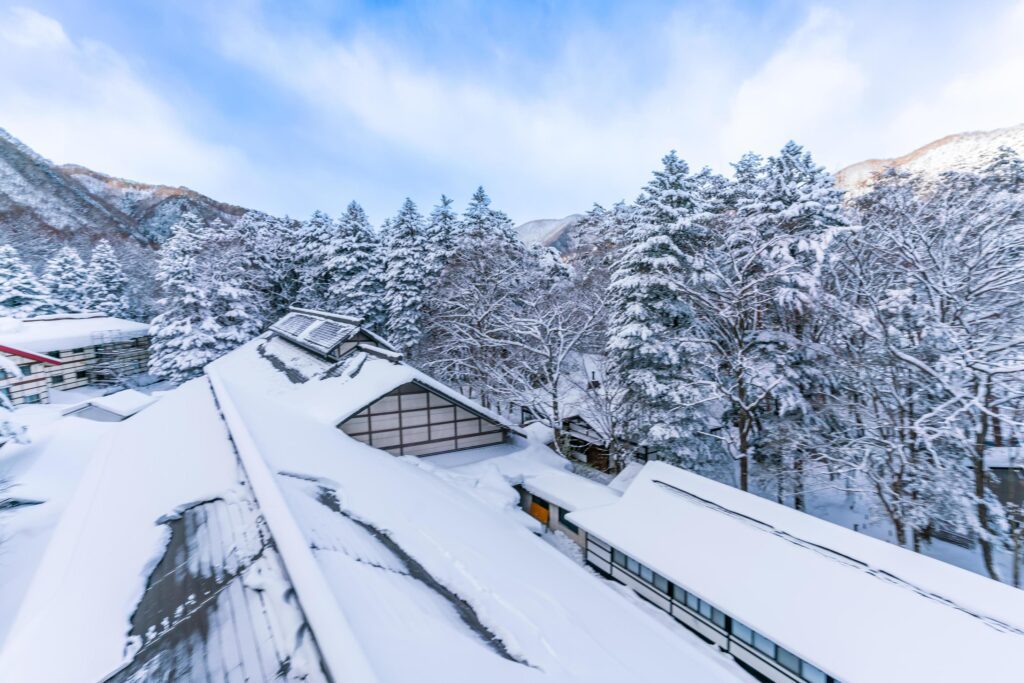 heavy snow at Heike No Sato Village in Tochigi Prefecture, Nikko City, JAPAN Stock Free